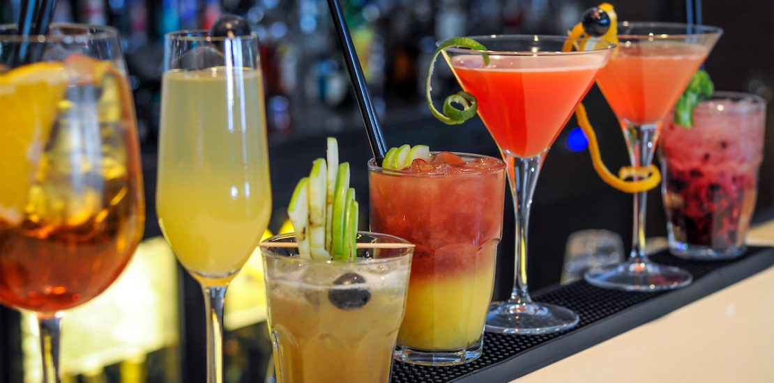 cocktails drinks on bar